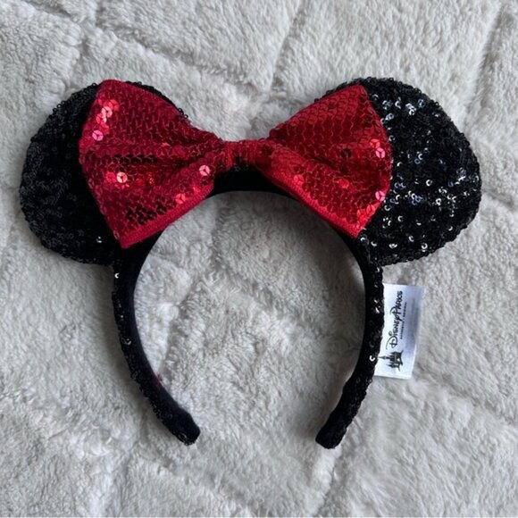 Disney Parks | Classic Black And Red Sequin Minnie Mouse Ears Headband - Picture 4 of 8